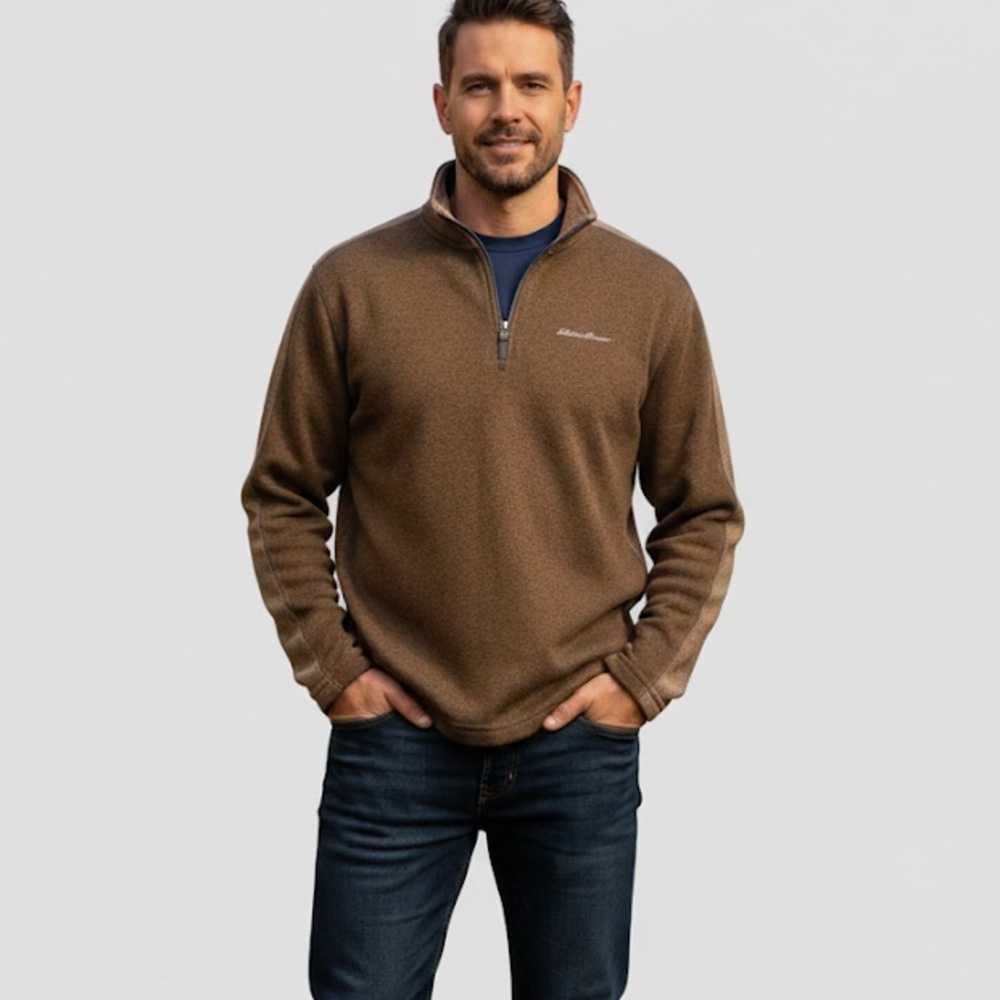 Eddie Bauer Men's Radiator Fleece Quarter-Zip Pullover Brown